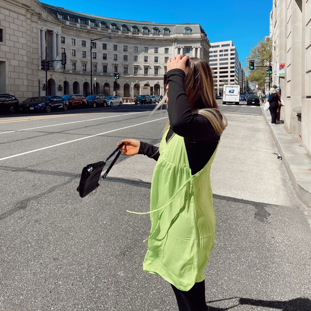 sheer green layer dress